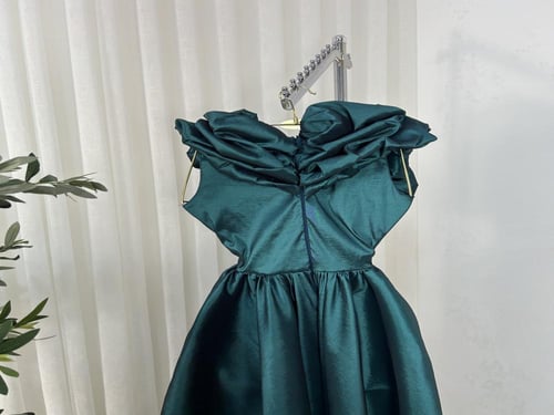 فستان سهره زيتوني زيتي و اتركواز خامه شانطون