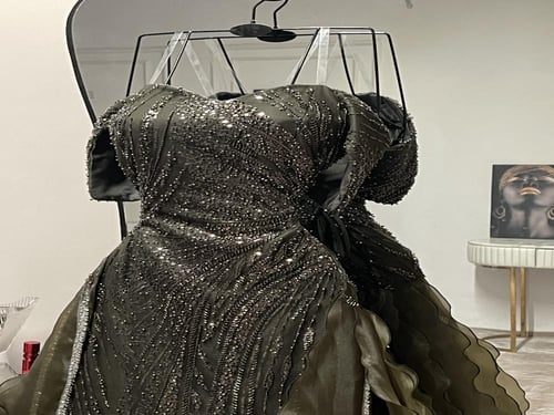 فستان سهره ملكي فخم سماوي و تيفاني خرز من متجر جوه...