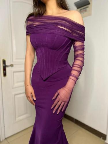 فستان سهره اللون ليلكي الخامه باربي الاصلي تل من م...