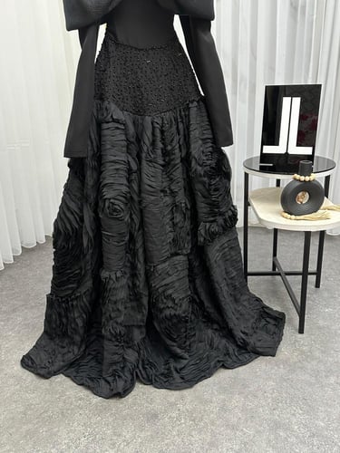 فستان سهره اللون اسود القماش باربي تطريز فينكه جاز...