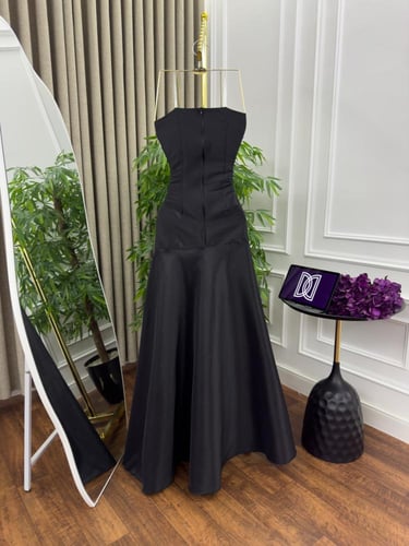 فستان سهره اللون اسود خامه شانطون