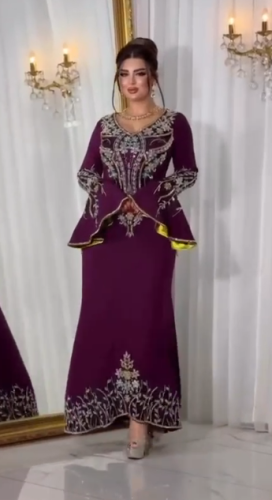 فستان سهره اللون بنفسجي باربي تطريز يدوي الاصلي من...