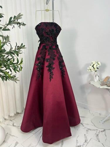 فستان سهره طويل اللون عودي خامه ميكادو MN