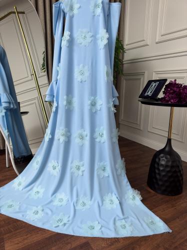 فستان سماوي بالورد