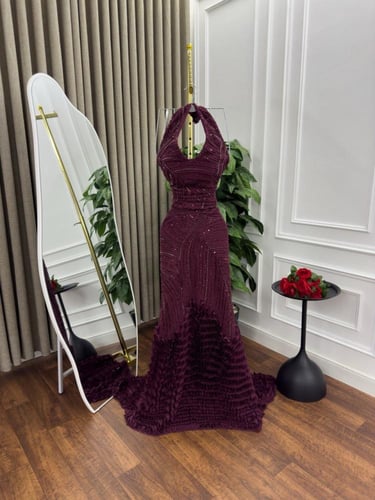 فستان سهره اللون الحمي وتيفاني واصفر برغندي من متج...