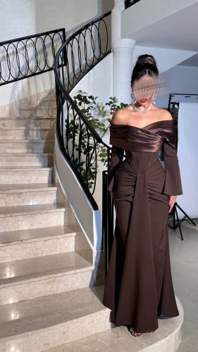 فستان بني ترابي QN