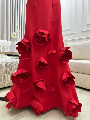 فستان سهره ناعم الخامه باربي احمر و نيلي ازرق مزين...