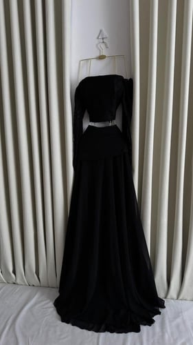 طقم سهره اللون اسود شيفون ودانتيل  من متجر جوهره M...