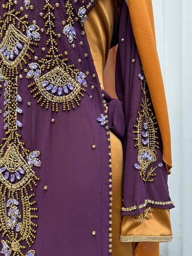 جلابيه فخمه الخامه شيفون جورجيت تفته تطريز يدوي را...