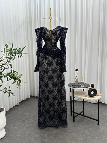 فستان سهره اللون كحلي قماش مستورد سحاب اصلي بطانه...