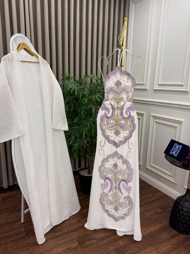 جلابيه ابيض قطعتين تطريز كمبيوتر من متجر جوهره