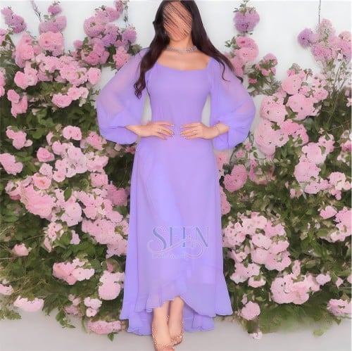 فستان موف فاتح ناعم وراقي