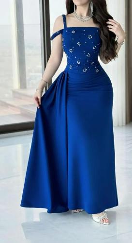 فستان سهرة ارزق نيلي فخم