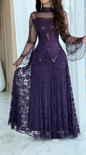 فستان سهرة بنفسجي فخم