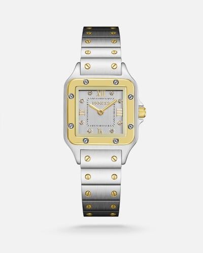 ساعة نسائية فضي ذهبي