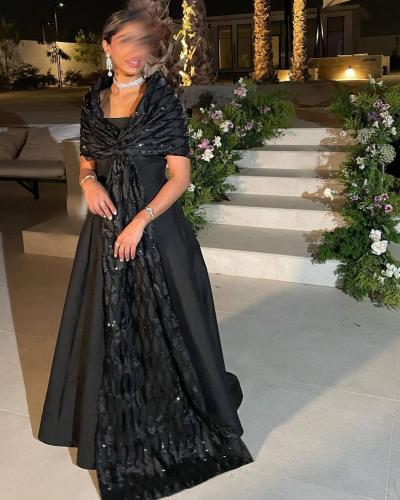 فستان سهرة أسود ناعم