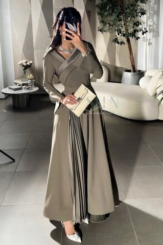 فستان زيتي راقي وساتر