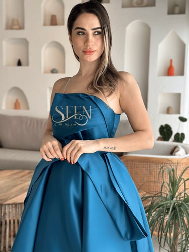 فستان تركوازي جذاب وراقي