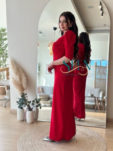 فستان أحمر ناعم كريب