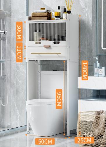 رف تخزين علوي للحمام والمرحاض معدني 2 دور