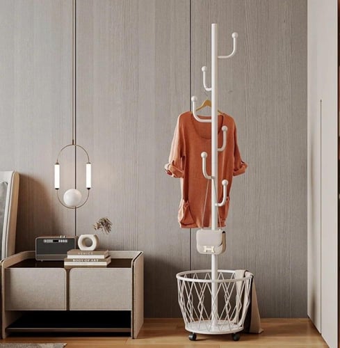 شماعة ملابس مع سلة و كفرات