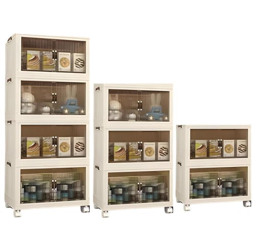 خزانة تخزين قابلة للطي حجم كبير بعجلات وأبواب بقفل...