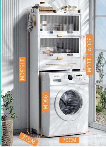 رف تخزين علوي للحمام فوق الغسالة معدني 3 دور