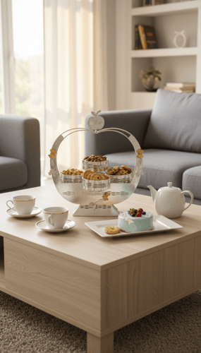 طقم حامل أطباق حلويات ومكسرات بتصميم راقٍ للضيافة