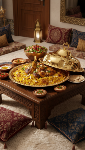 صينية تقديم فاخرة للأرز واللحوم بغطاء أنيق لتقديم...