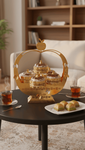 طقم حامل أطباق حلويات ومكسرات بتصميم راقٍ للضيافة
