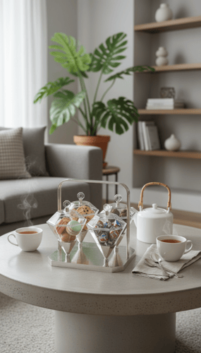 طقم حامل أطباق حلويات ومكسرات بتصميم راقٍ للضيافة