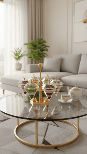 طقم حامل أطباق حلويات ومكسرات بتصميم راقٍ للضيافة