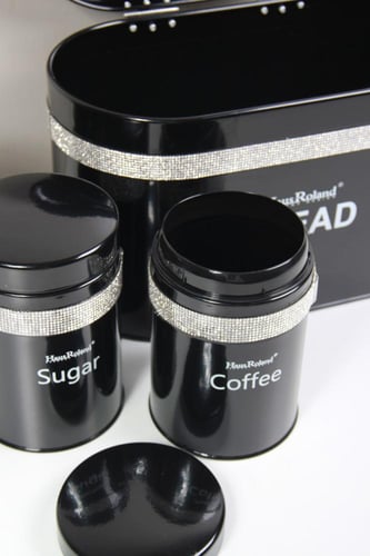 طقم منظمات مطبخ معدني فاخر – لحفظ الخبز والسكر وال...