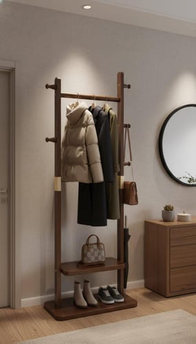 شماعة حامل منظم ملابس ومعاطف متعددالاستخدامات خشبي...