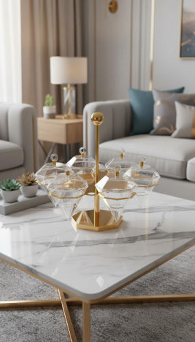 طقم حامل أطباق حلويات ومكسرات بتصميم راقٍ للضيافة