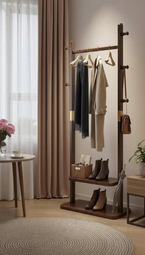 شماعة حامل منظم ملابس ومعاطف متعددالاستخدامات خشبي...