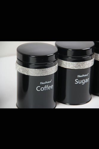 طقم منظمات مطبخ معدني فاخر – لحفظ الخبز والسكر وال...