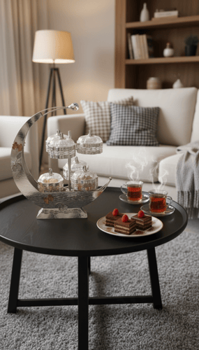 طقم حامل أطباق حلويات ومكسرات بتصميم راقٍ للضيافة