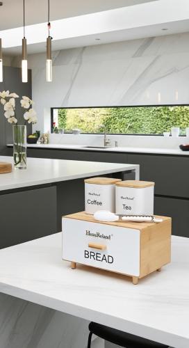 طقم منظمات مطبخ معدني فاخر – لحفظ الخبز والسكر وال...