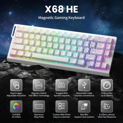 ATTACK SHARK X68 HE Fast Trigger Keyboard Magnetic...