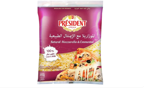 جبنة موزاريلا وإيمنتال مبشورة بريزيدن 450 ج