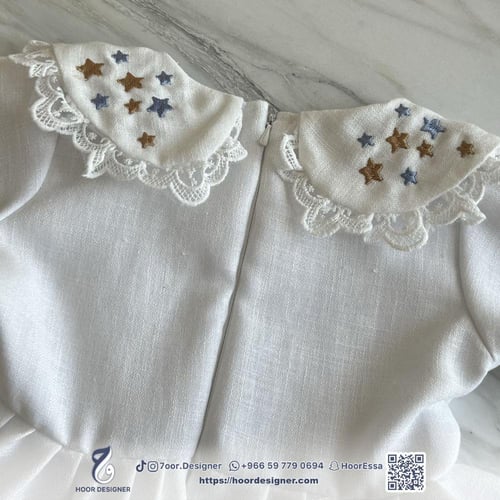 فستان أطفال مطرز ثيم غيوم ونجوم