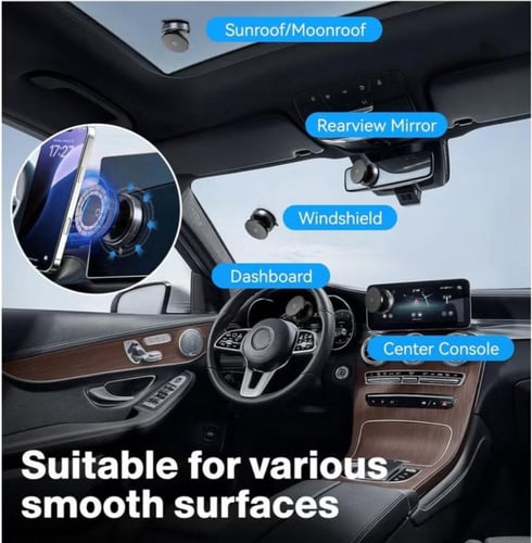 حامل هاتف السيارة المغناطيسي مع شفط فراغي ودوران 3...