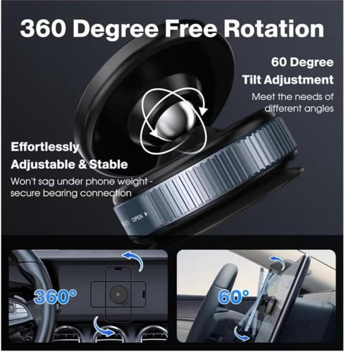 حامل هاتف السيارة المغناطيسي مع شفط فراغي ودوران 3...