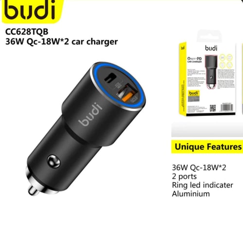 شاحن سيارة سريع من budi مدخل تايب سي + مدخل يو اس...