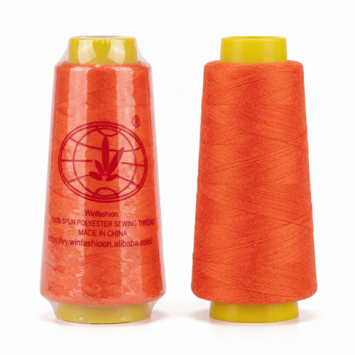 Orange polyester sewing thread