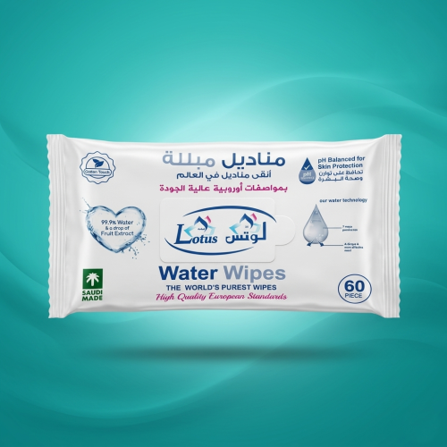 مناديل زهرة اللوتس المبللة | Water Wipes ابيض 60 X...