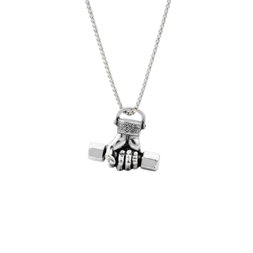 تعليقة يد مع دمبل لون فضي