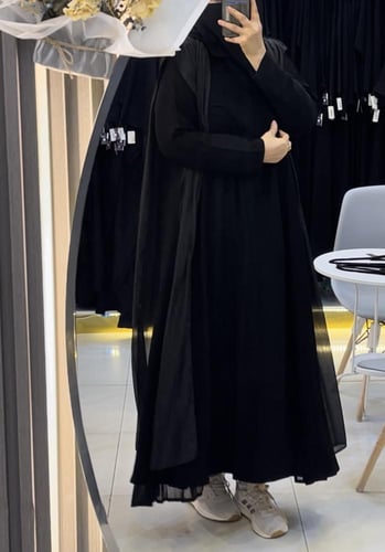 عباة كلوش ملكي على الاكتاف قماش اورقنزا الامع