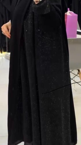 عباة (ملكي نص كلوش قماش سهرات جوانب اسود